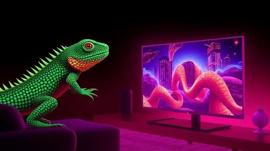 Diagram explaining how Digital Lizard IPTV works with servers, internet, and devices